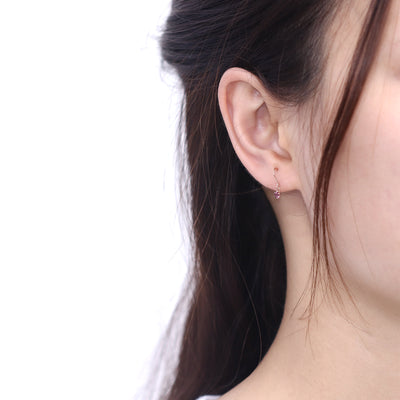 10月誕生石 K18 ピンクゴールド ピンクトルマリン フック ピアス