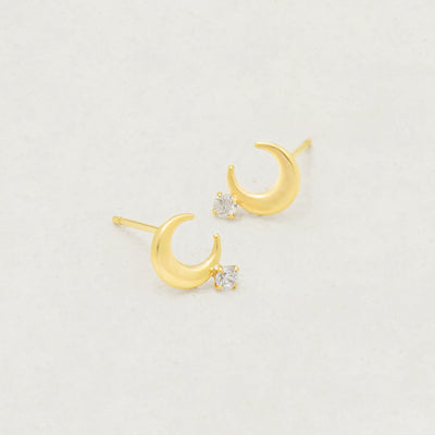 K10 イエローゴールド キュービックジルコニア ムーン ピアス
