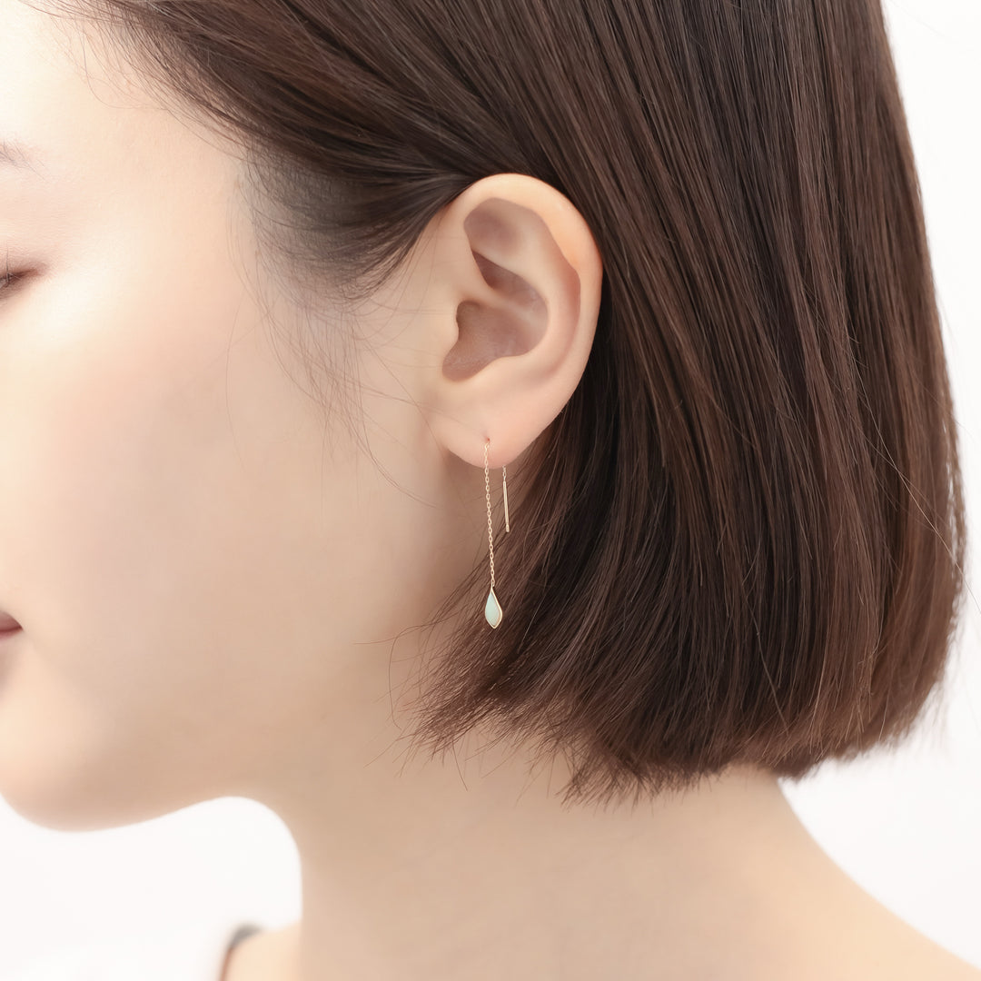 10月誕生石 K10 イエローゴールド オパール アメリカン ピアス