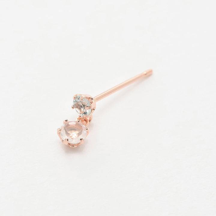 WEB限定】K10 ピンクゴールド ローズクォーツ ピアス （8188689613102