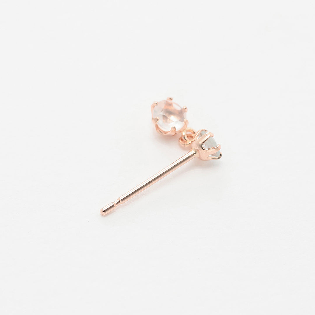 WEB限定】K10 ピンクゴールド ローズクォーツ ピアス （8188689613102
