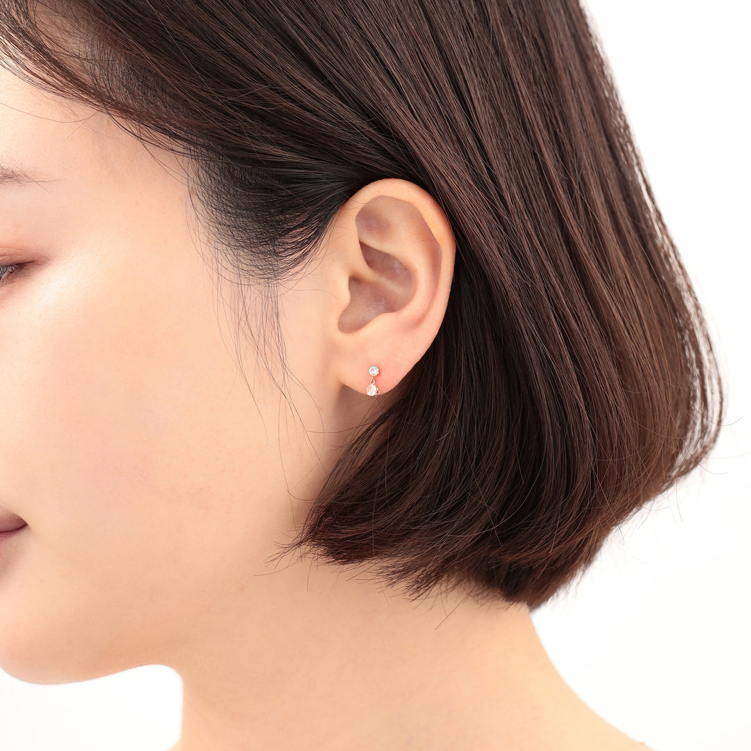 agete ローズ　ピアス 上品クラシカル AAA 6mm クンツァイト ピアス 1ペア 両耳分 PT900 K18