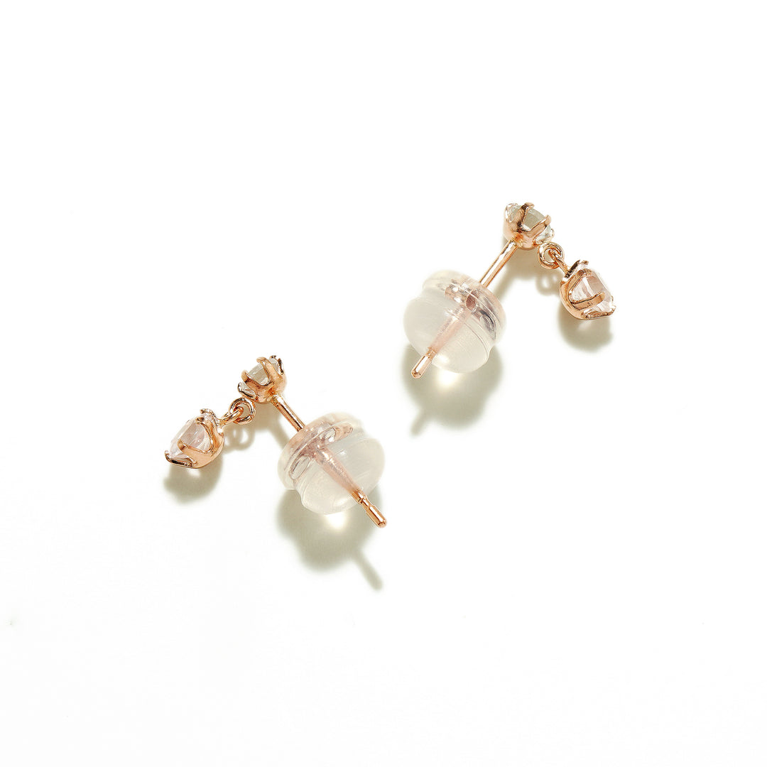 WEB限定】K10 ピンクゴールド ローズクォーツ ピアス （8188689613102