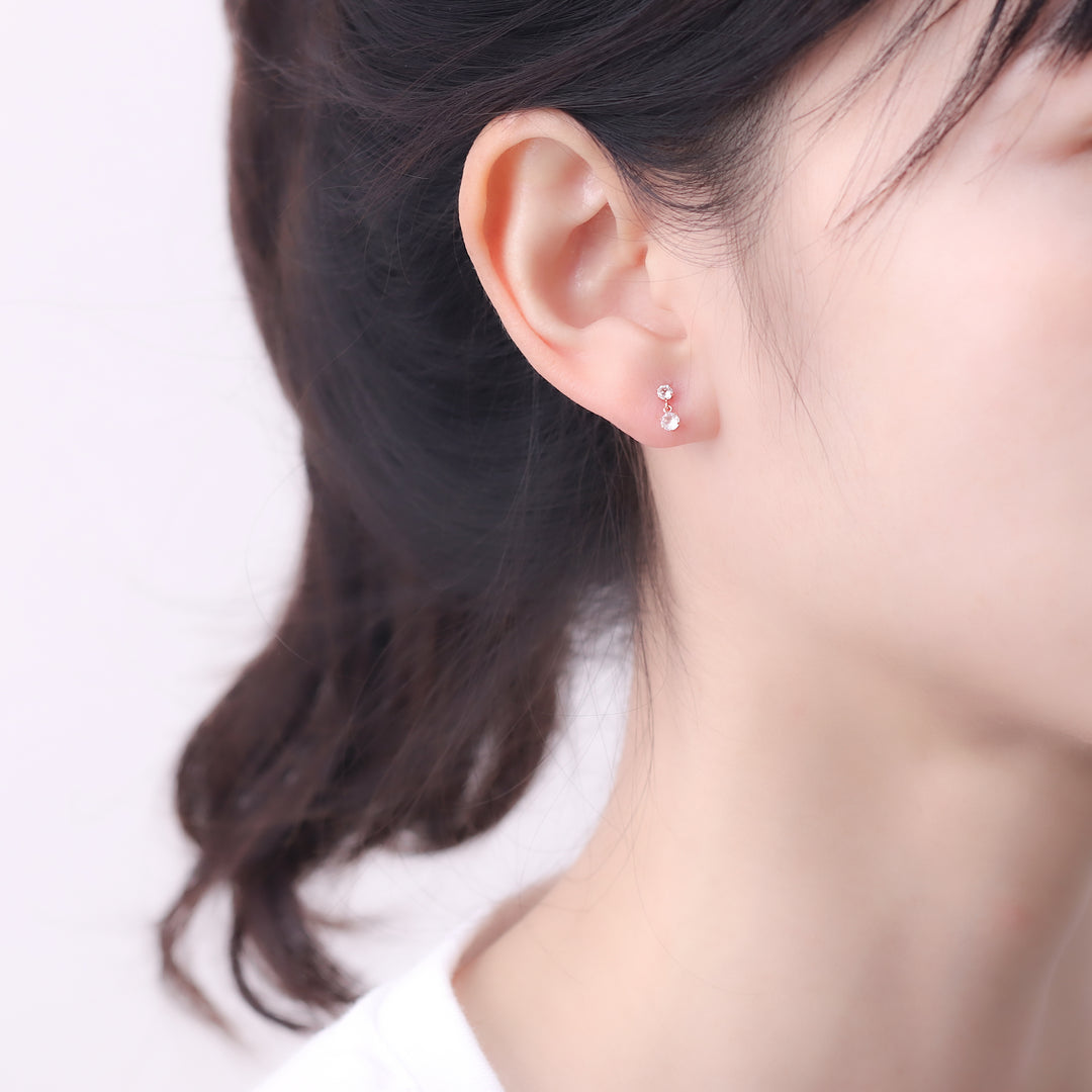 WEB限定】K10 ピンクゴールド ローズクォーツ ピアス （8188689613102