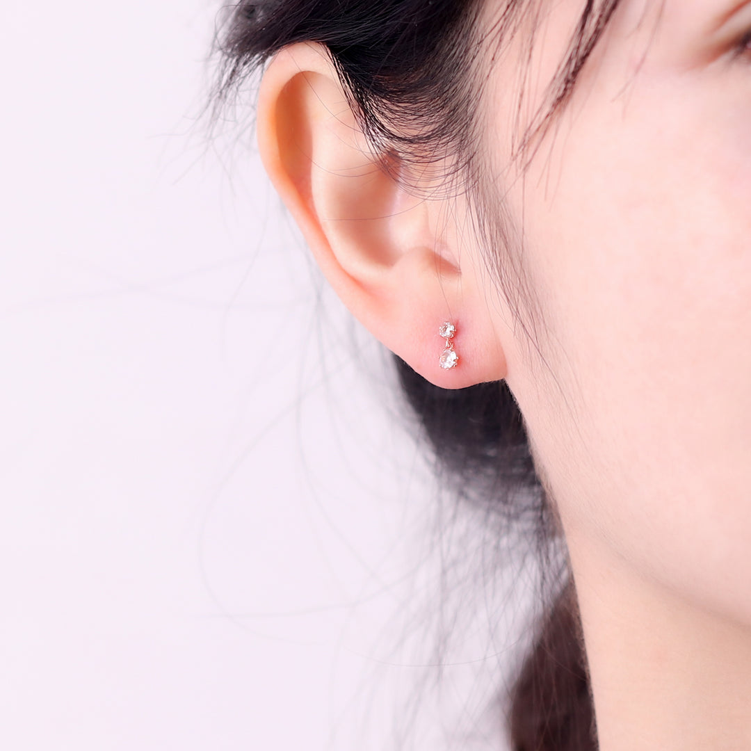 WEB限定】K10 ピンクゴールド ローズクォーツ ピアス （8188689613102