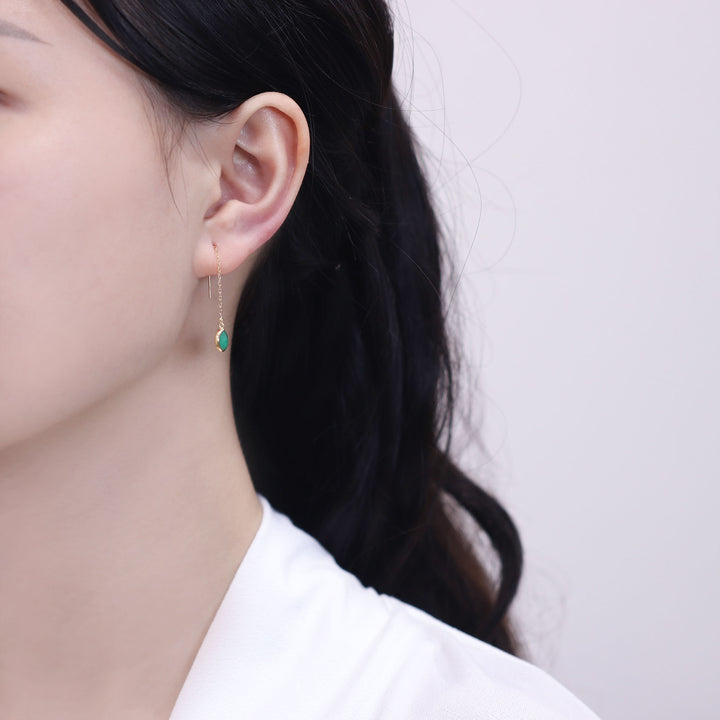 WEB限定】K10 イエローゴールド オニキス アメリカン ピアス