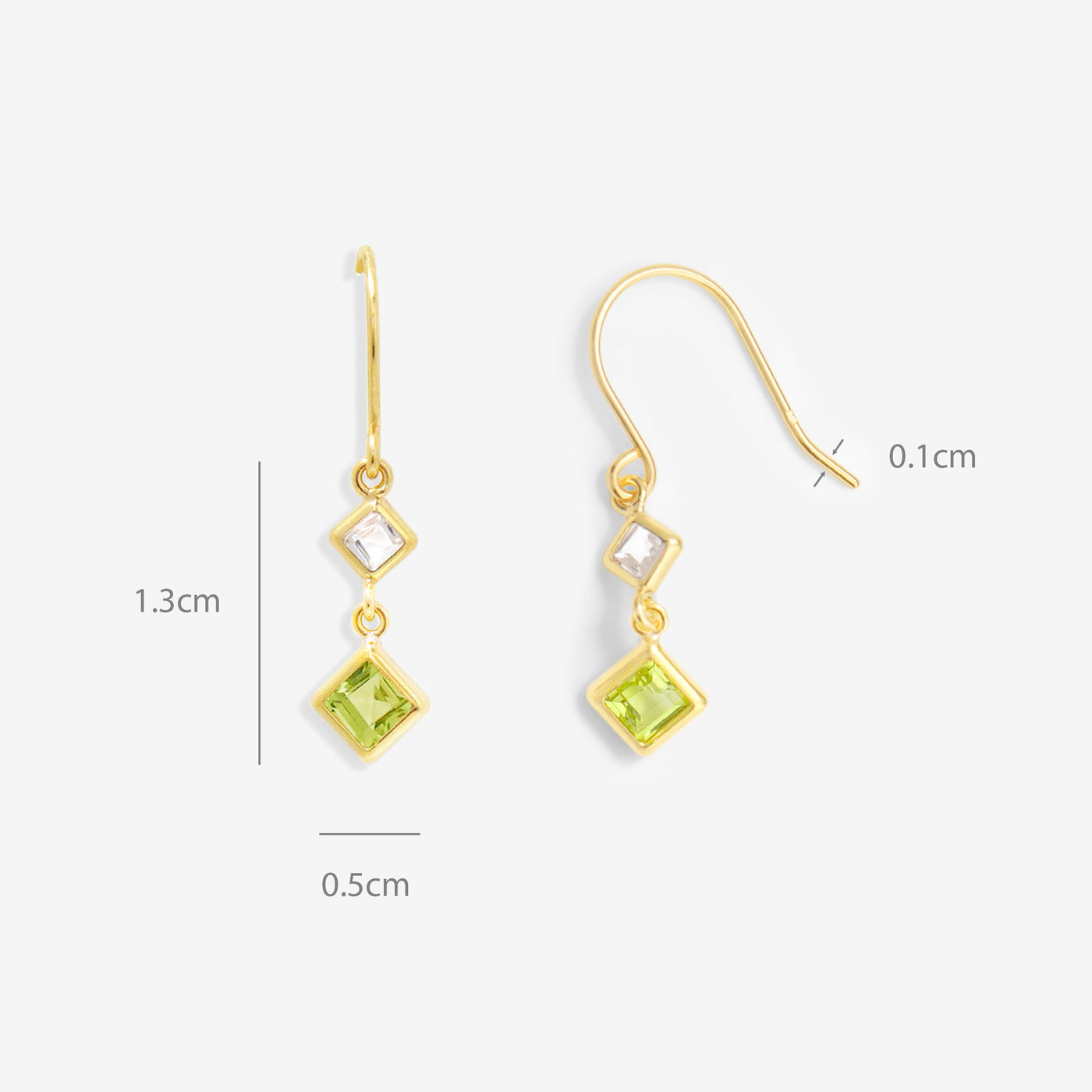 8月誕生石 K10 イエローゴールド ペリドット フック ピアス