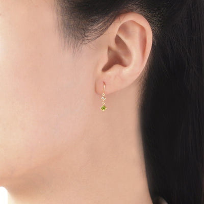 8月誕生石 K10 イエローゴールド ペリドット フック ピアス
