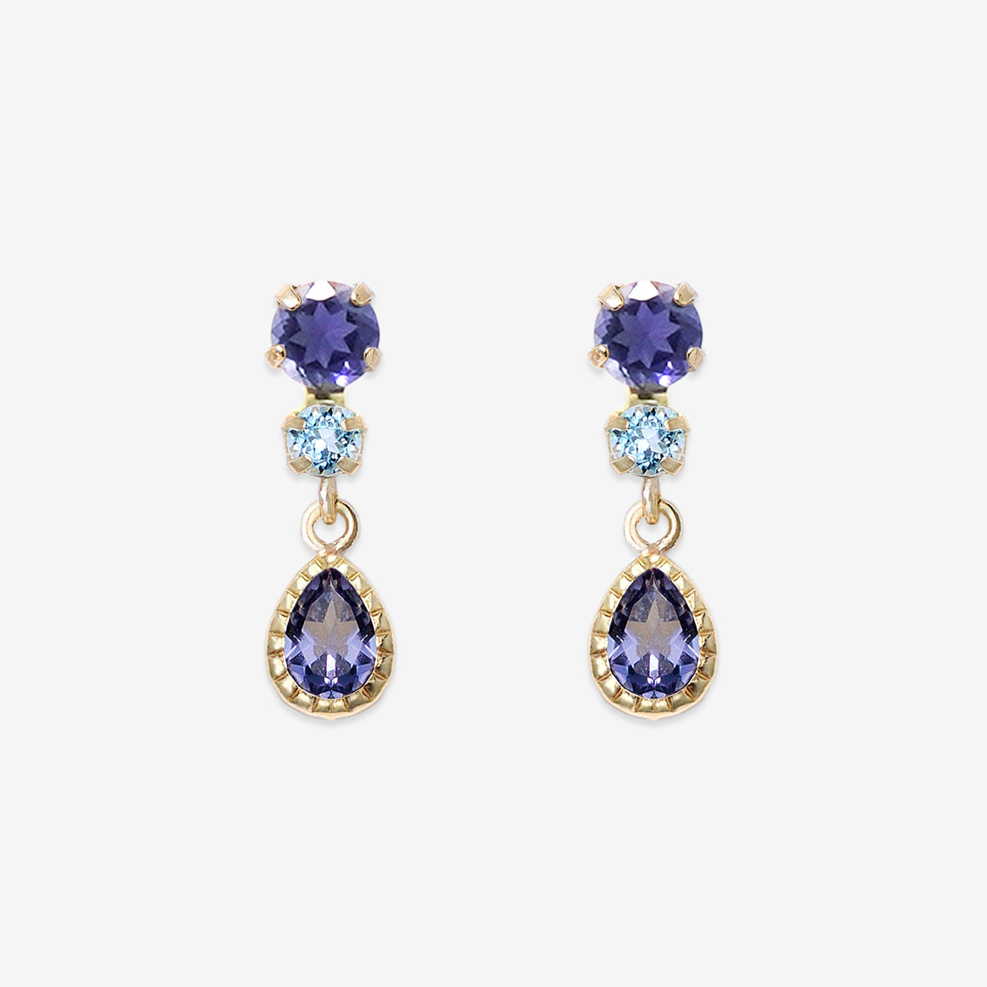 K10 イエローゴールド アイオライト ピアス