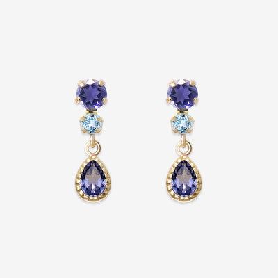 K10 イエローゴールド アイオライト ピアス