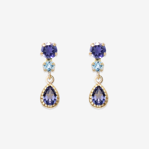 K10 イエローゴールド アイオライト ピアス