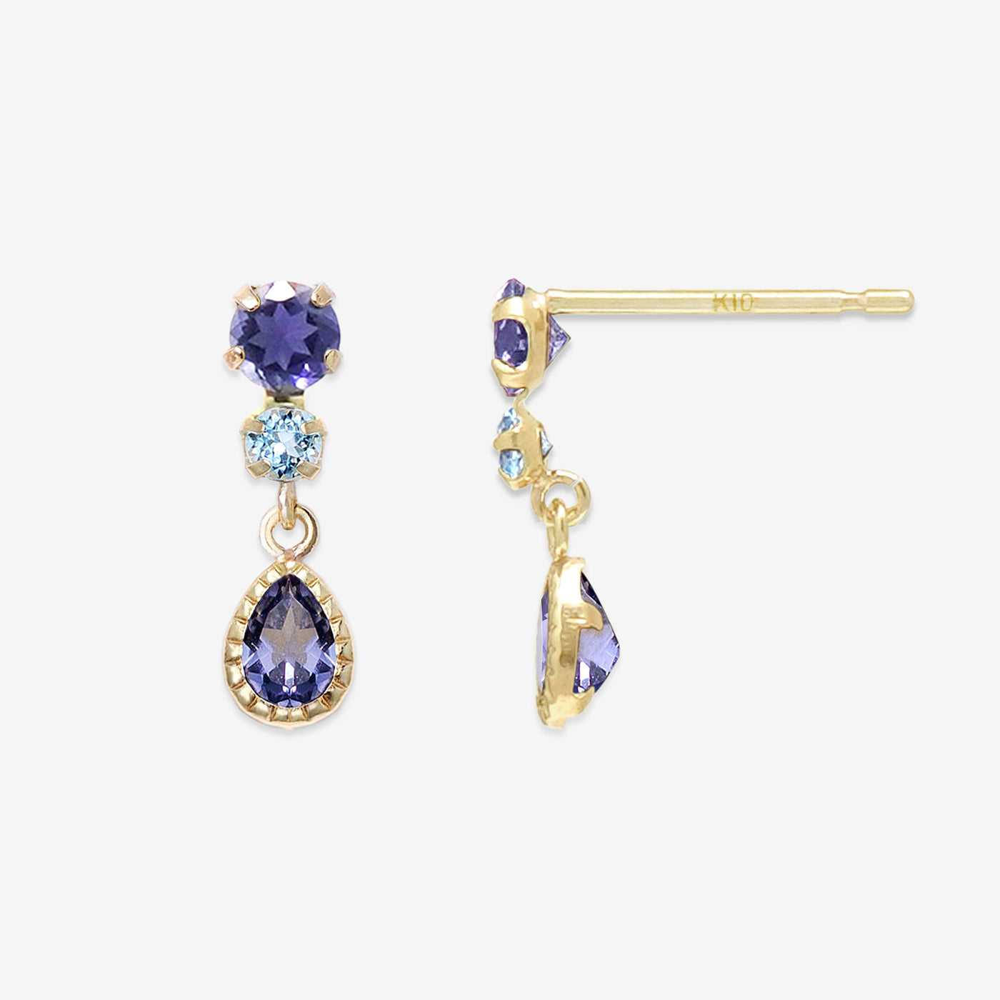 K10 イエローゴールド アイオライト ピアス