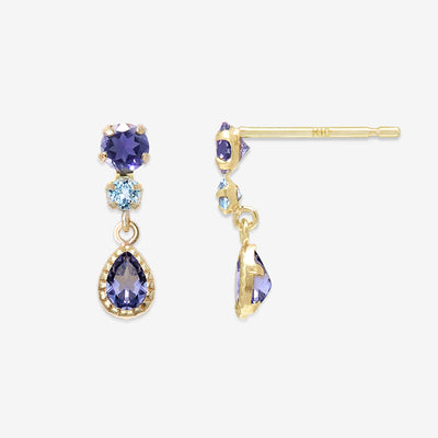 K10 イエローゴールド アイオライト ピアス