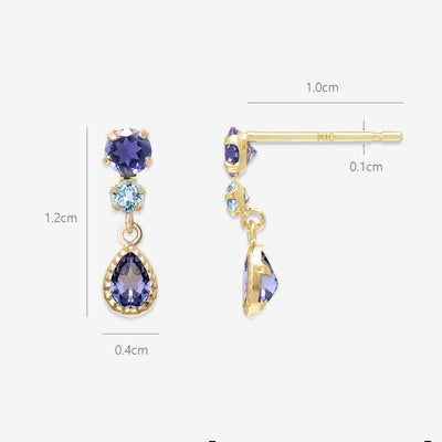 K10 イエローゴールド アイオライト ピアス