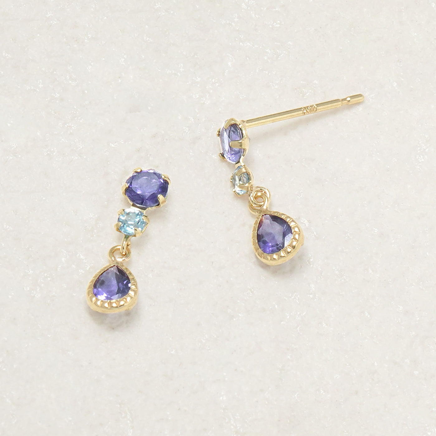 K10 イエローゴールド アイオライト ピアス