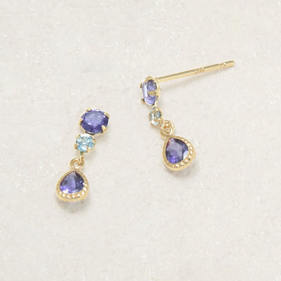 K10 イエローゴールド アイオライト ピアス