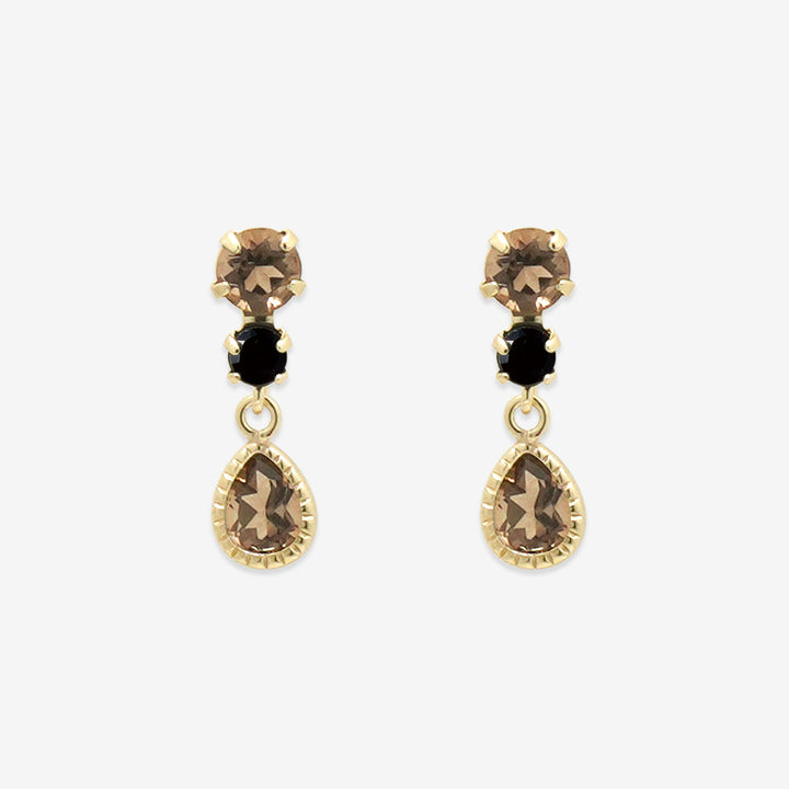 K10 イエローゴールド スモーキークォーツ ピアス （9830506397998