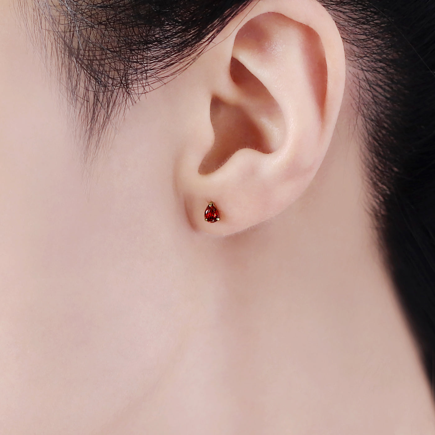 【WEB限定】1月誕生石 K10 イエローゴールド ガーネット しずく ピアス