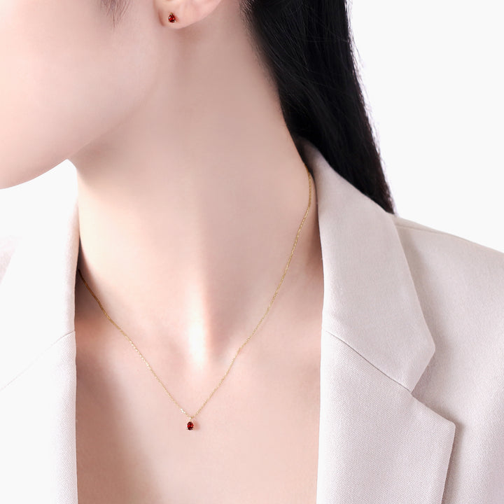 WEB限定】1月誕生石 K10 イエローゴールド ガーネット しずく ピアス