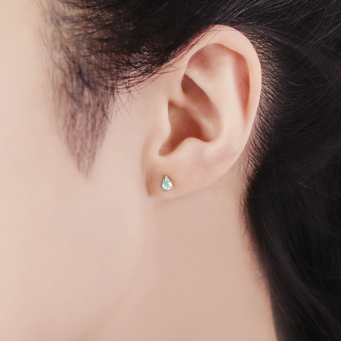【WEB限定】3月誕生石 K10 イエローゴールド アクアマリン しずく ピアス