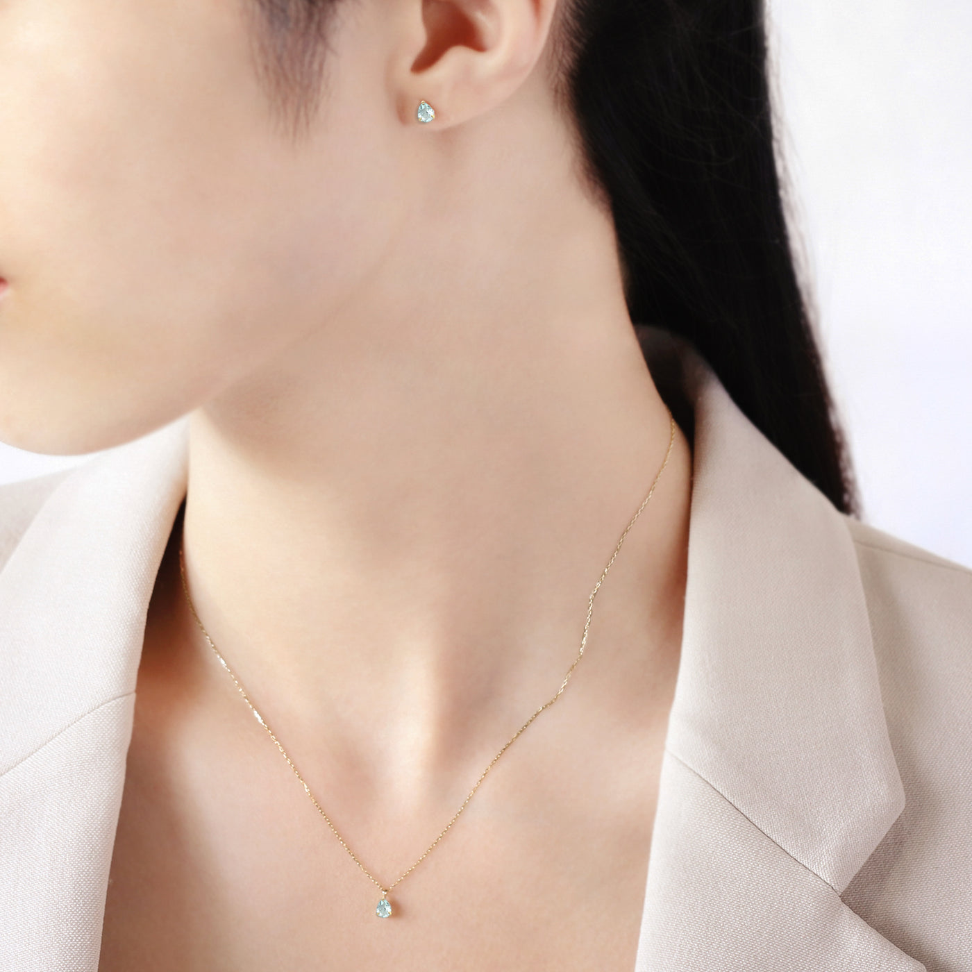 【WEB限定】3月誕生石 K10 イエローゴールド アクアマリン しずく ピアス