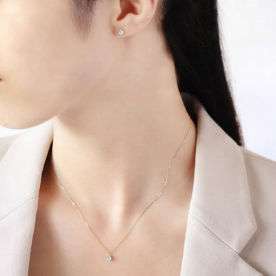 【WEB限定】3月誕生石 K10 イエローゴールド アクアマリン しずく ピアス