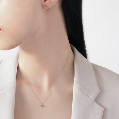 【WEB限定】5月誕生石 K10 イエローゴールド エメラルド しずく ピアス