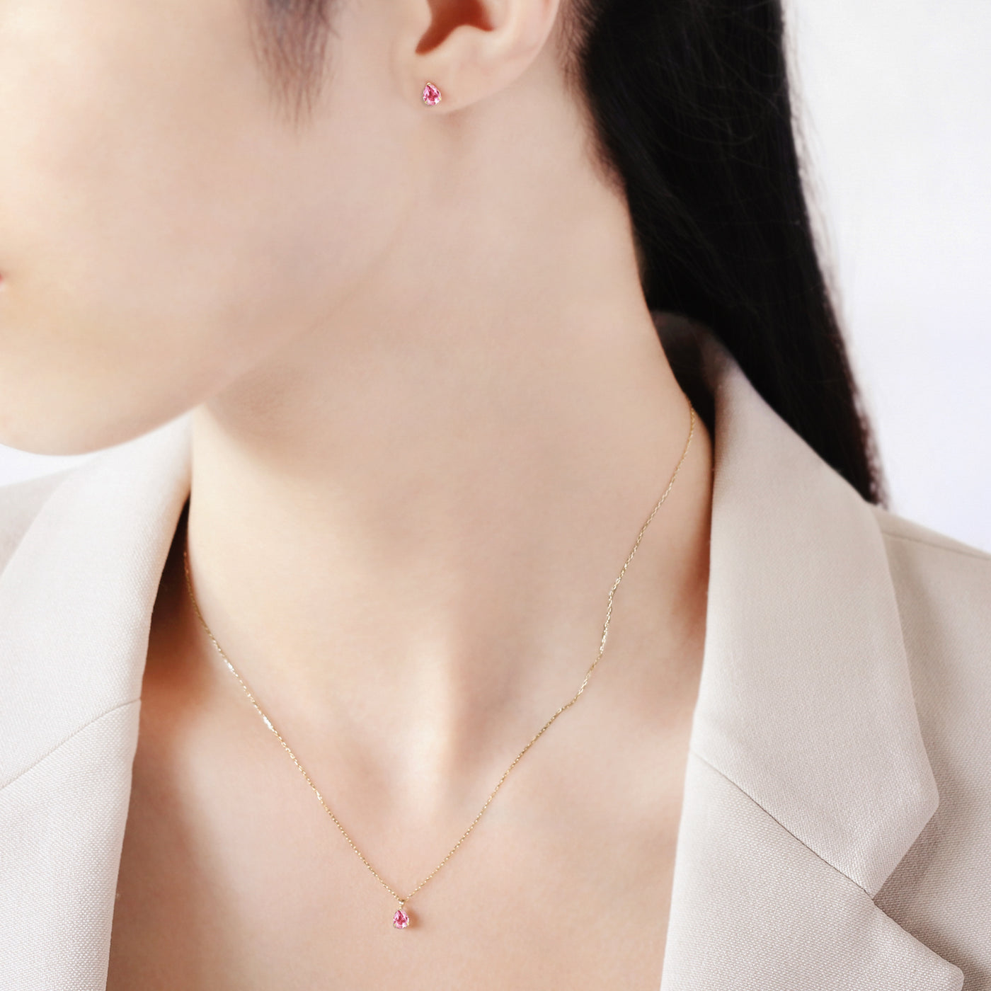 【WEB限定】10月誕生石 K10 イエローゴールド ピンクトルマリン しずく ピアス