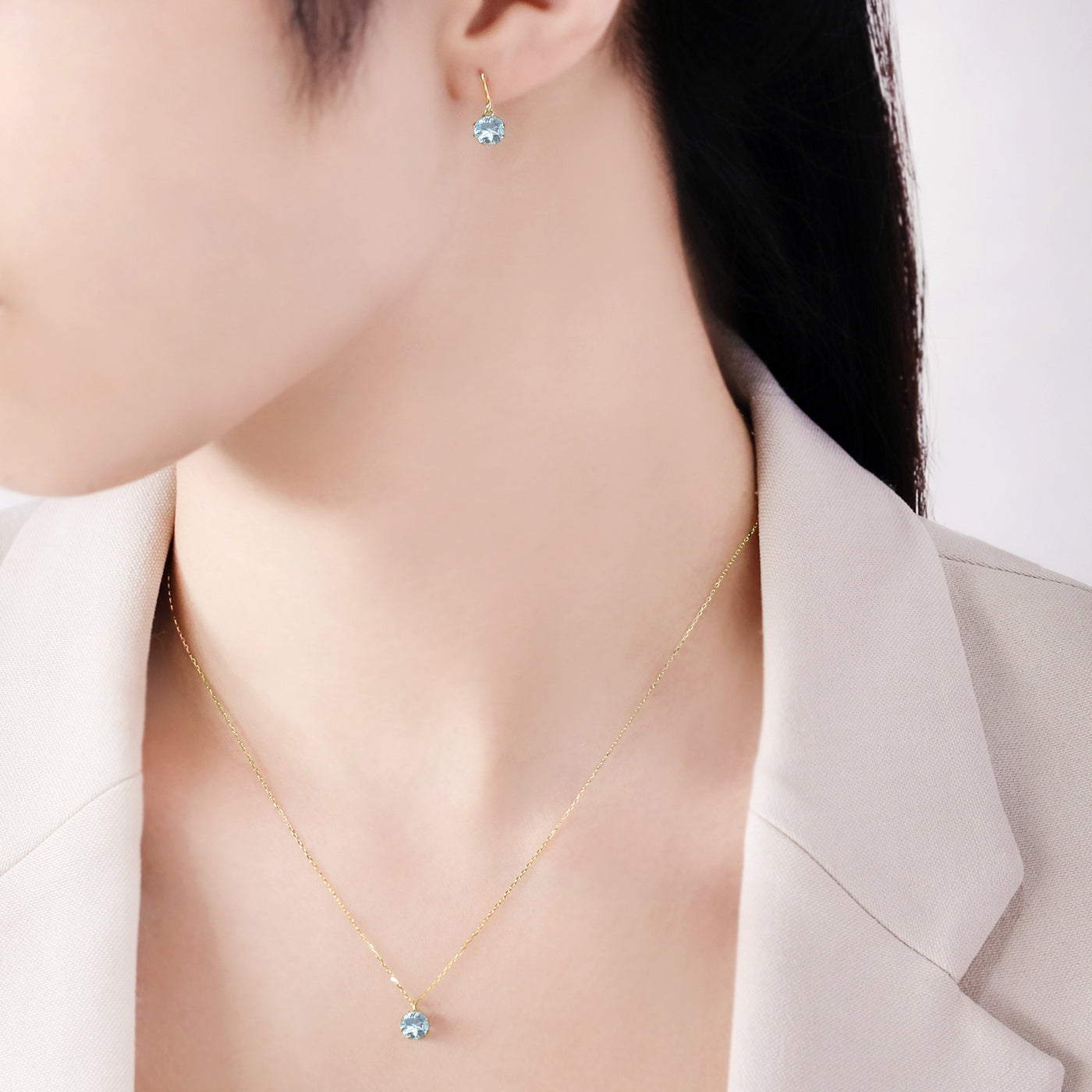 11月誕生石 K10 イエローゴールド ブルートパーズ フック ピアス