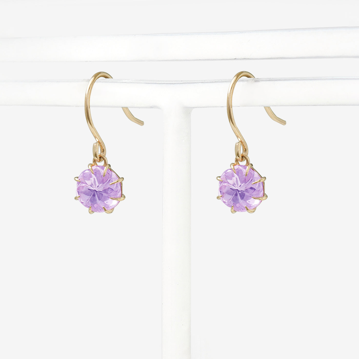 2月誕生石 K10 イエローゴールド ピンクアメジスト フック ピアス