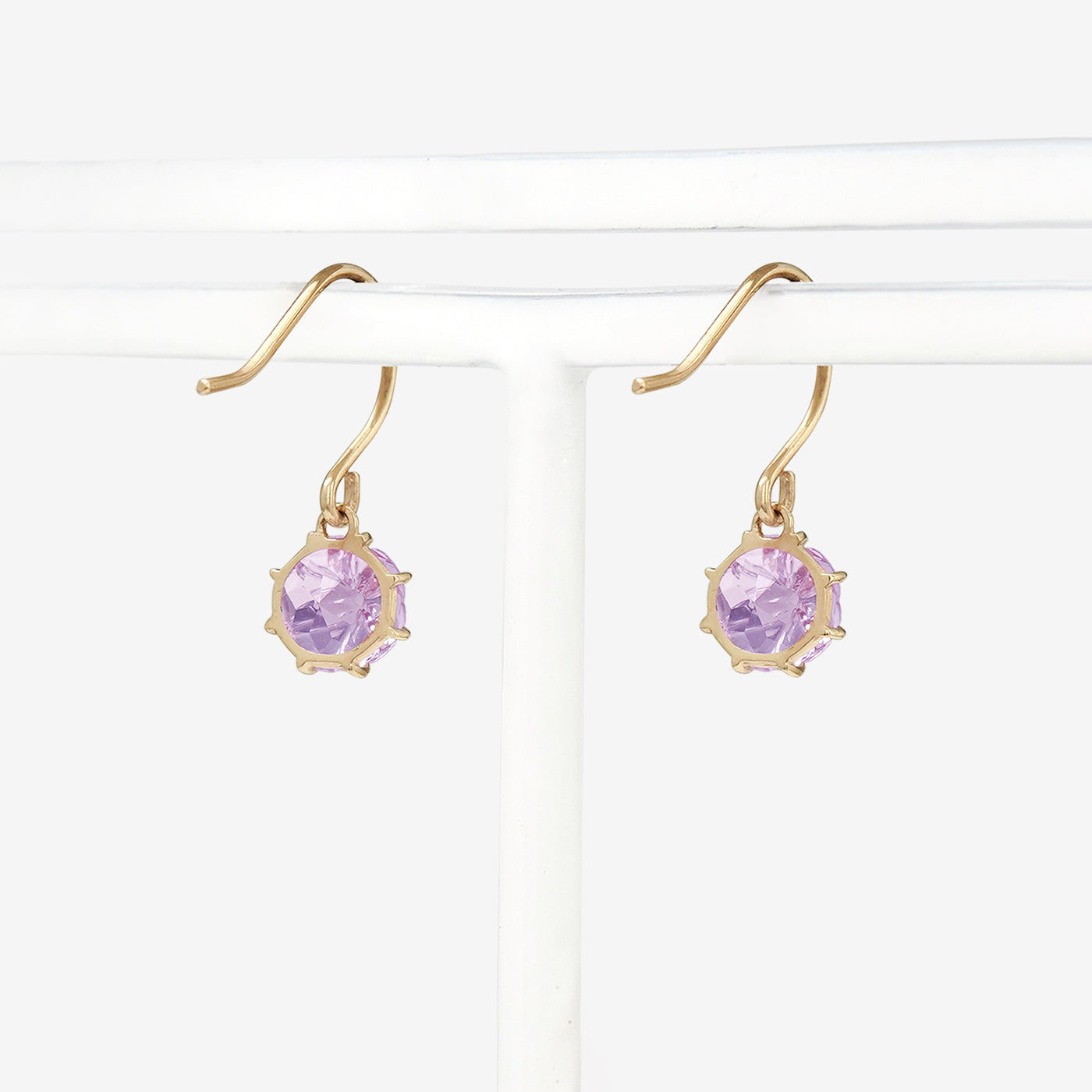 2月誕生石 K10 イエローゴールド ピンクアメジスト フック ピアス