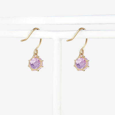 2月誕生石 K10 イエローゴールド ピンクアメジスト フック ピアス
