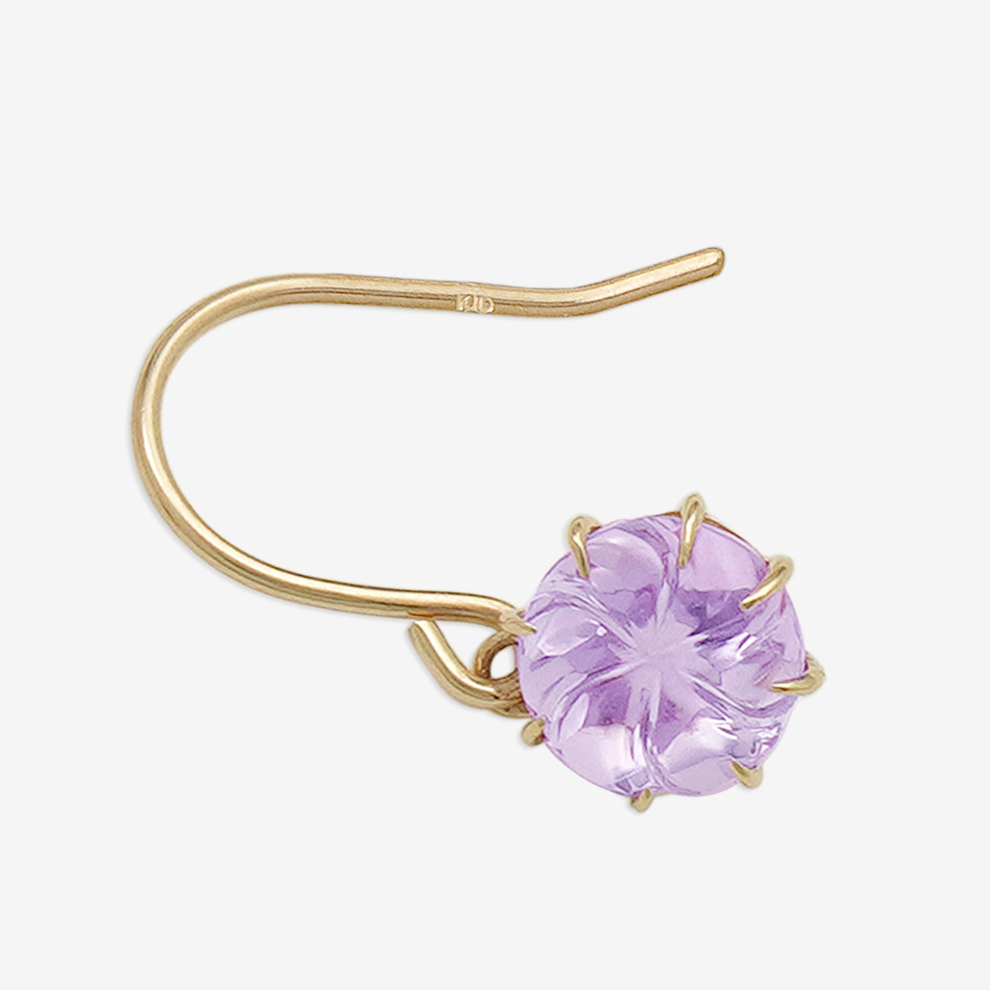 2月誕生石 K10 イエローゴールド ピンクアメジスト フック ピアス