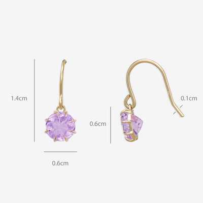 2月誕生石 K10 イエローゴールド ピンクアメジスト フック ピアス
