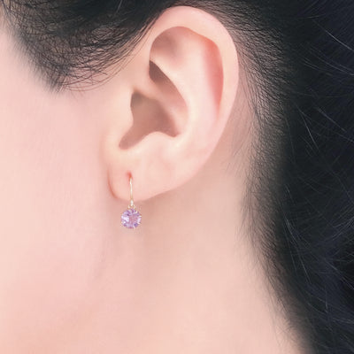 2月誕生石 K10 イエローゴールド ピンクアメジスト フック ピアス