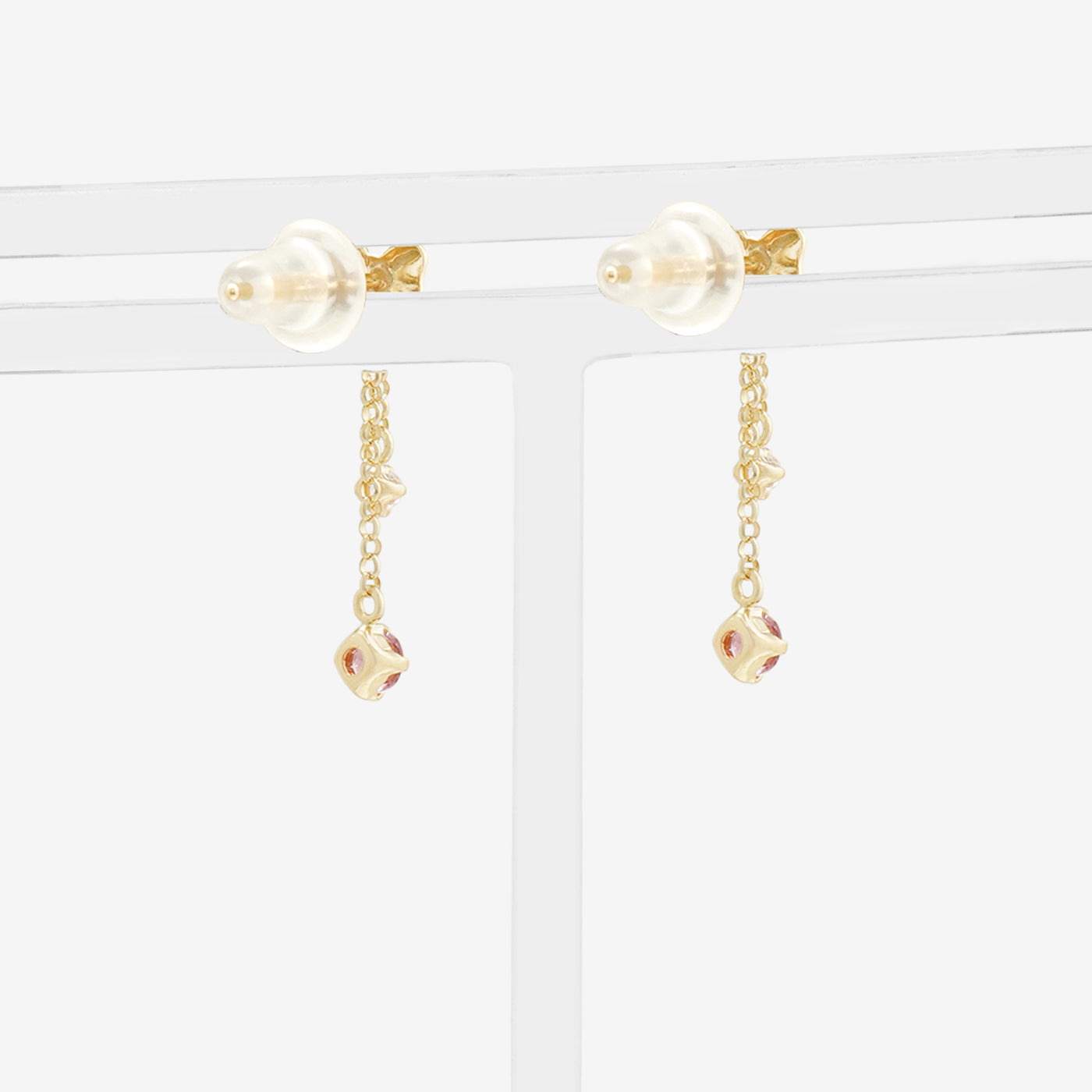 10月誕生石 K10 イエローゴールド ピンクトルマリン リボン ピアス