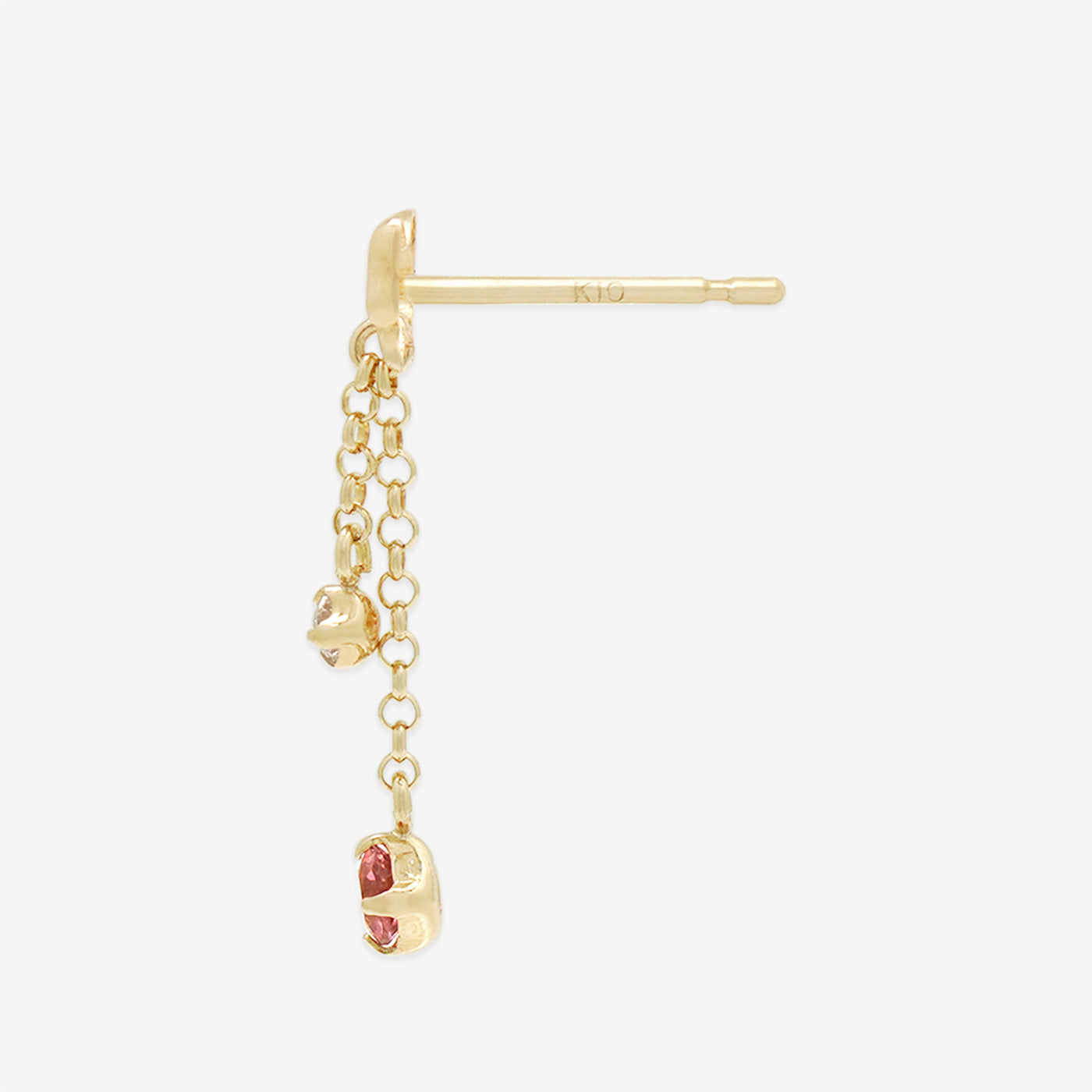 10月誕生石 K10 イエローゴールド ピンクトルマリン リボン ピアス