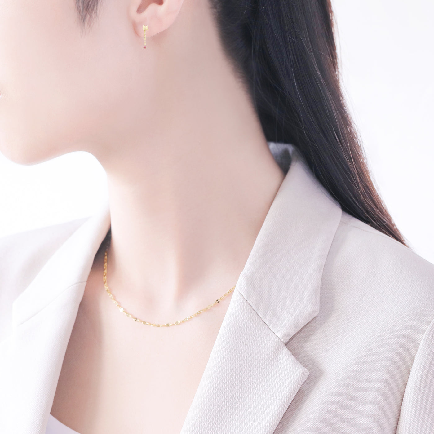 10月誕生石 K10 イエローゴールド ピンクトルマリン リボン ピアス