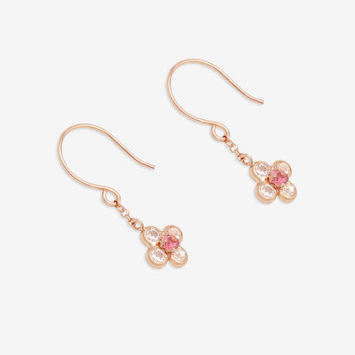 10月誕生石 K10 ピンクゴールド ピンクトルマリン フラワー フック ピアス