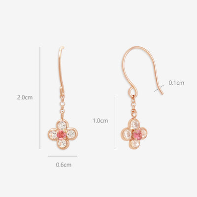 10月誕生石 K10 ピンクゴールド ピンクトルマリン フラワー フック ピアス