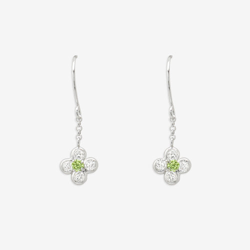 8月誕生石 K10 ホワイトゴールド ペリドット フラワー フック ピアス