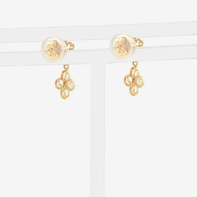 10月誕生石 K10 イエローゴールド ピンクトルマリン フラワー ピアス