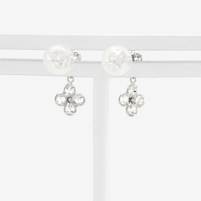 11月誕生石 K10 ホワイトゴールド ブルートパーズ フラワー ピアス