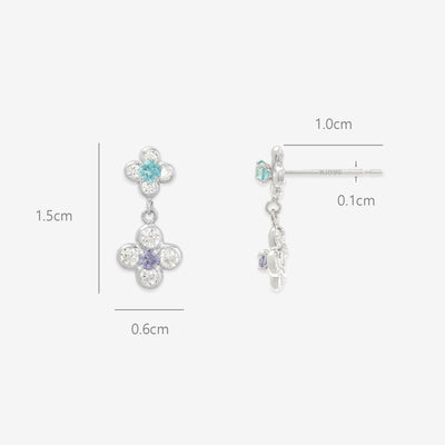 11月誕生石 K10 ホワイトゴールド ブルートパーズ フラワー ピアス