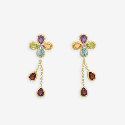 2月誕生石 K10 イエローゴールド アメジスト フラワー ピアス