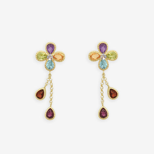 2月誕生石 K10 イエローゴールド アメジスト フラワー ピアス