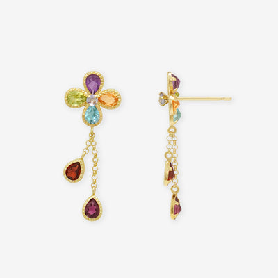 2月誕生石 K10 イエローゴールド アメジスト フラワー ピアス