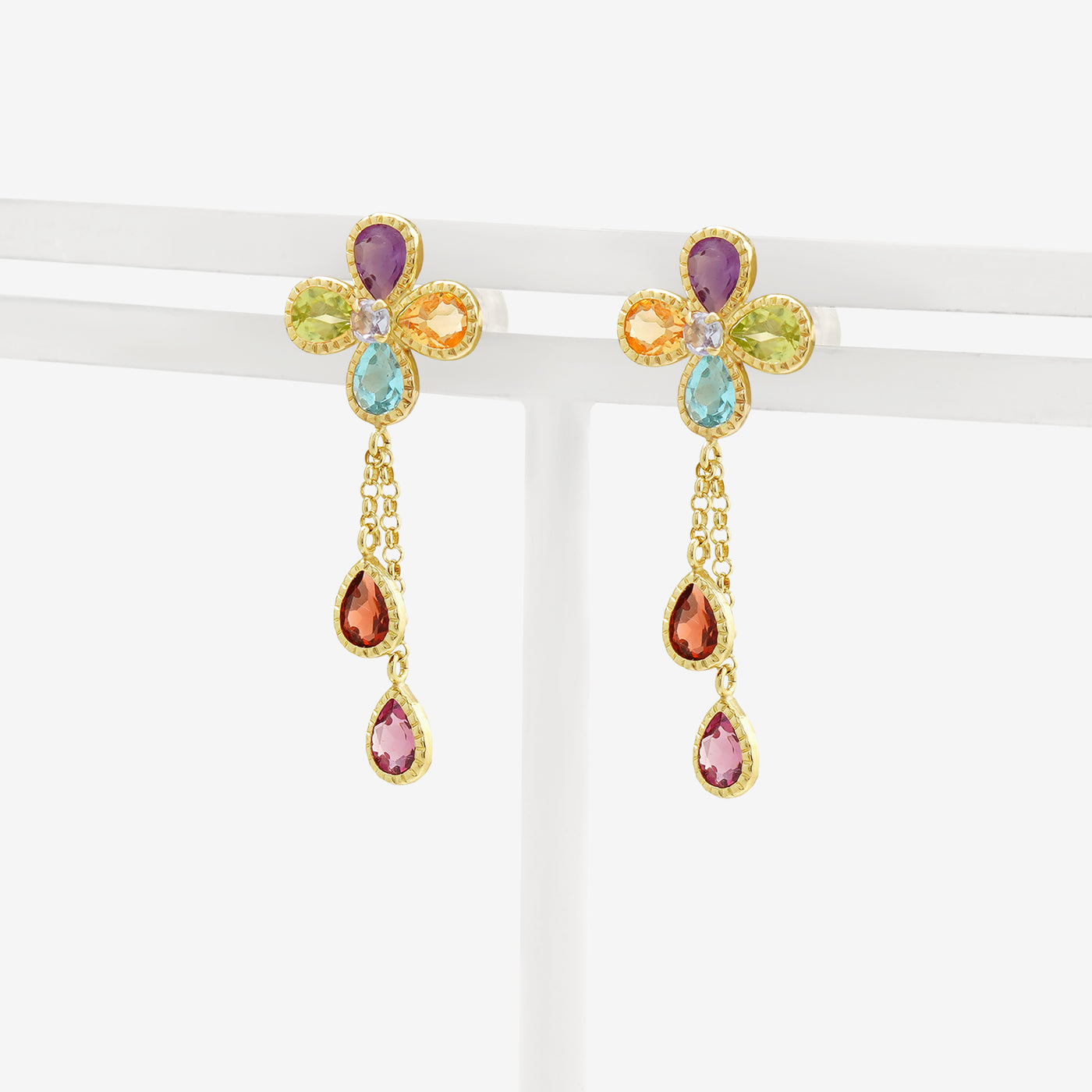 2月誕生石 K10 イエローゴールド アメジスト フラワー ピアス