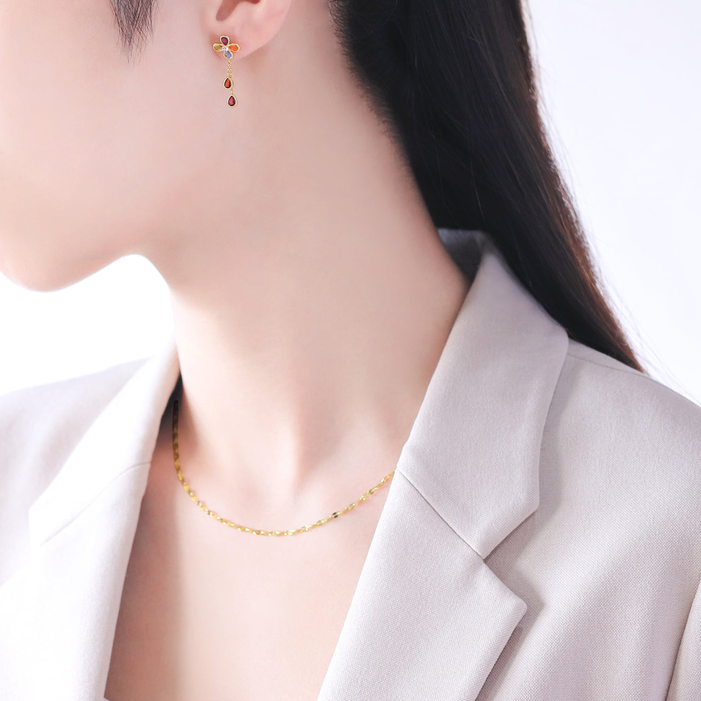 2月誕生石 K10 イエローゴールド アメジスト フラワー ピアス