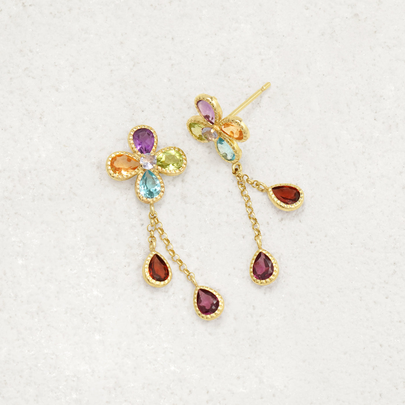 2月誕生石 K10 イエローゴールド アメジスト フラワー ピアス